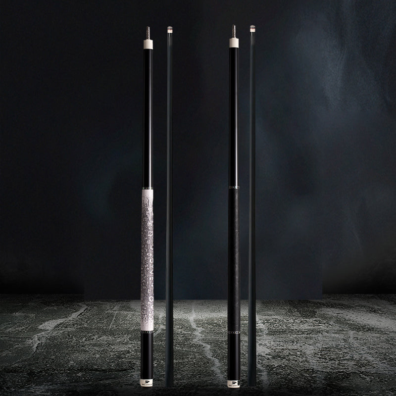 Professional Shaarkon Carbon Fiber Pool Cue by Aaronthepoolshark:  Handmade Inlay Cue (Inlay Ring, Carbon Fiber Shaft, Ebony Butt, 12.5mm, 147cm)