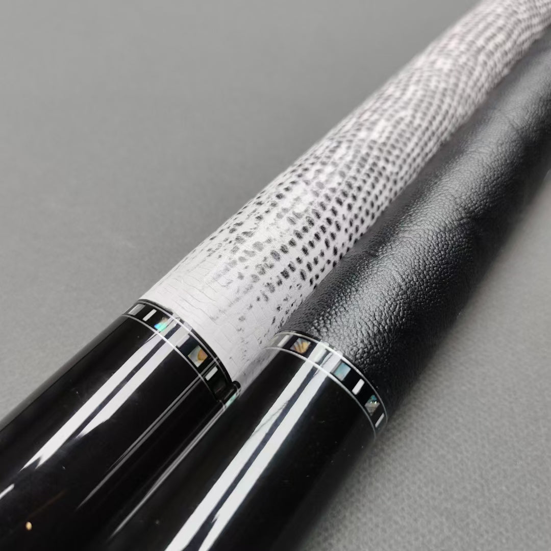 Professional Shaarkon Carbon Fiber Pool Cue by Aaronthepoolshark:  Handmade Inlay Cue (Inlay Ring, Carbon Fiber Shaft, Ebony Butt, 12.5mm, 147cm)